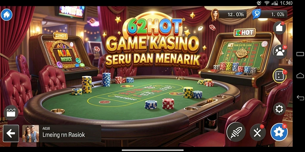 Screenshot gameplay 62HOT dengan grafis yang menarik dan fitur kasino.