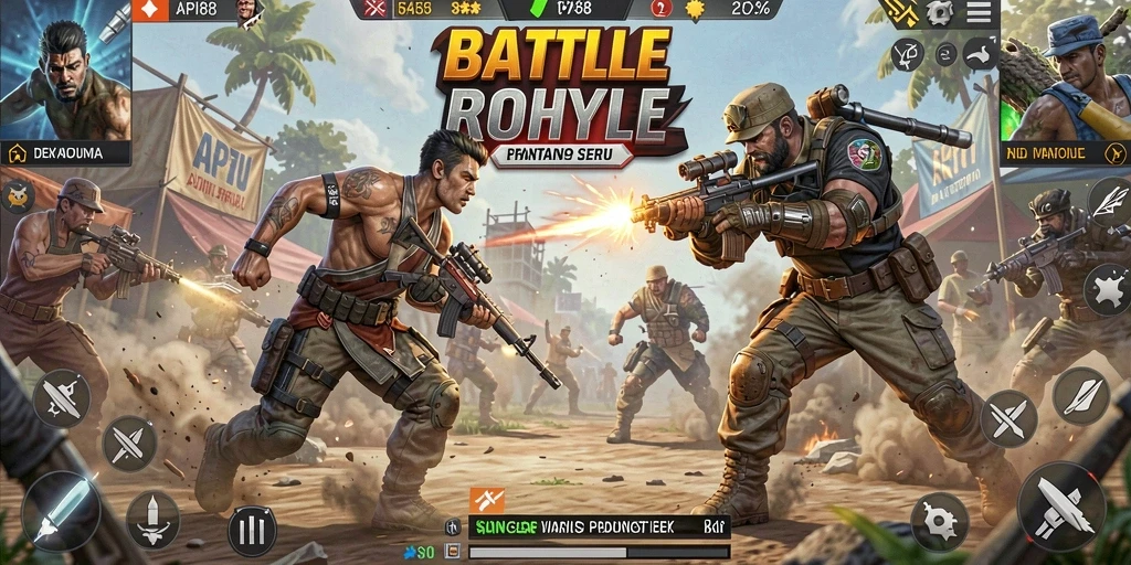 Screenshot gameplay API88 menampilkan aksi seru dalam pertempuran Battle Royale.