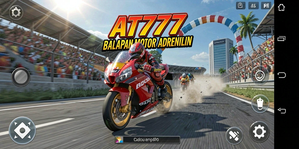 Tampilan gameplay AT777 yang mendebarkan saat balapan motor.