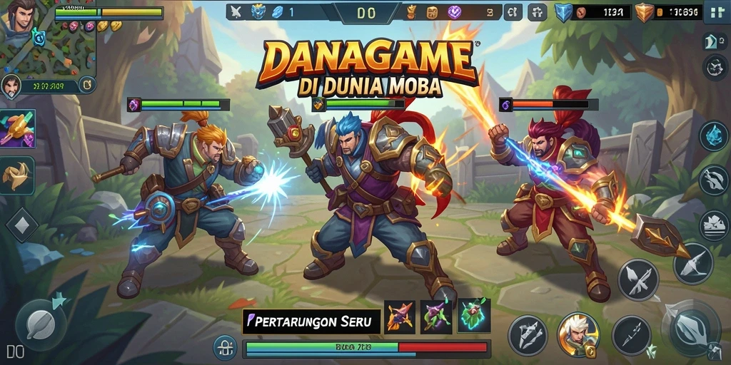 Tangkapan layar menampilkan aksi pertarungan tim dalam DANAGAME.