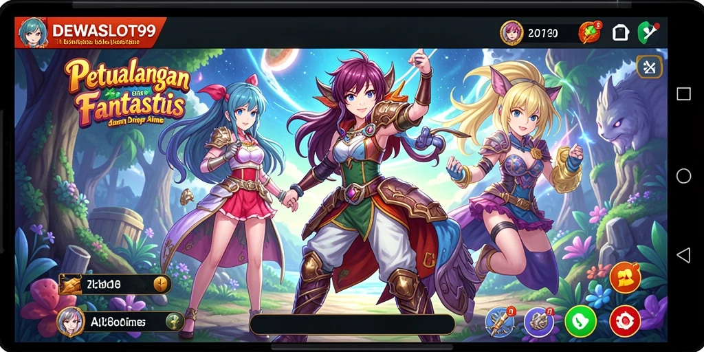 Tampilan gameplay DEWASLOT99 yang penuh warna dan menawan.