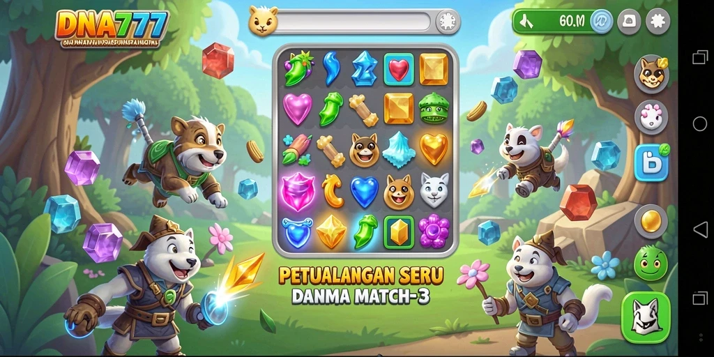 Tampilan seru gameplay DNA777 yang penuh warna dan tantangan.