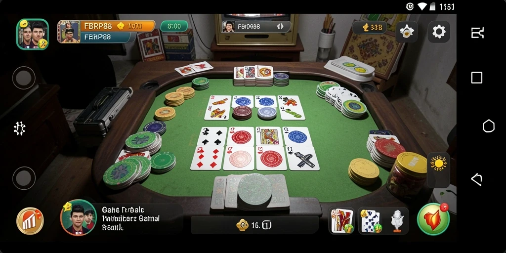 Screenshot menampilkan gameplay menarik dari FBRP88 dalam permainan Gaple.