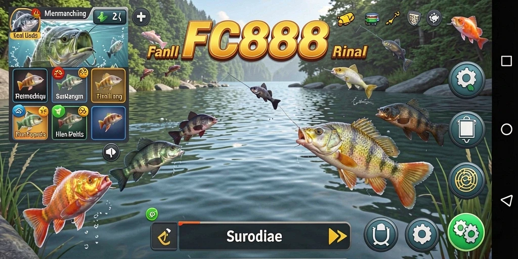 Tampilan gameplay FC888 yang menakjubkan saat memancing ikan.