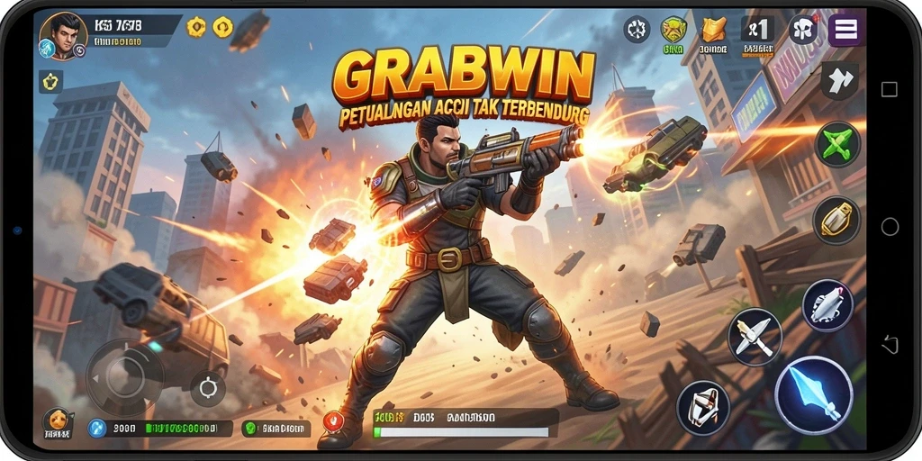 Tampilan gameplay mendebarkan dari GRABWIN dengan aksi penuh ketegangan.