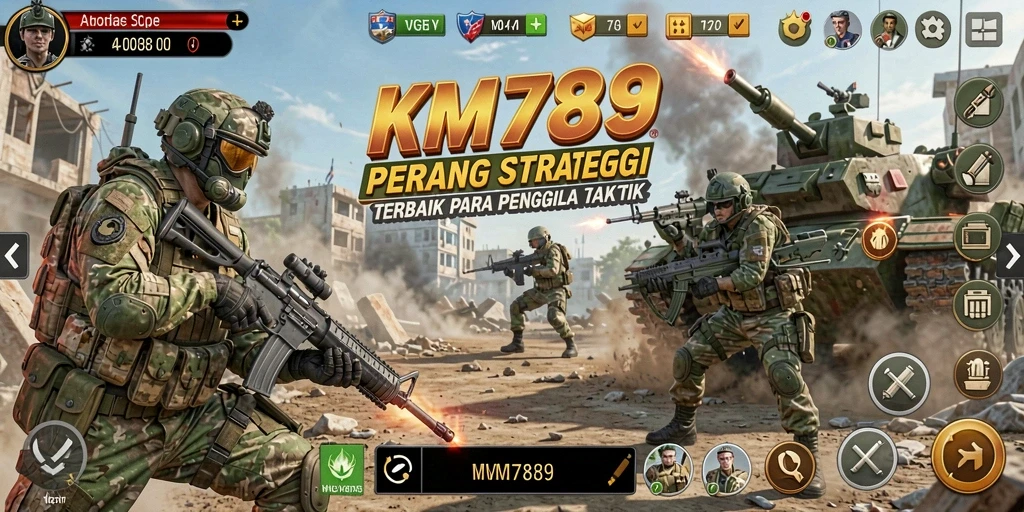 Screenshot menampilkan gameplay intens dari permainan strategi KM789.