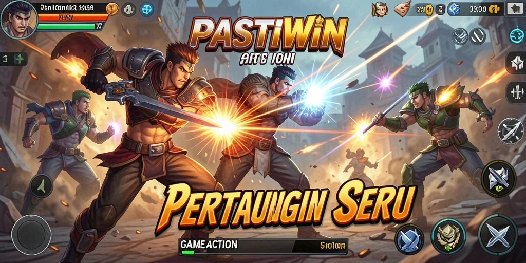 Screenshot menunjukkan pertarungan seru dalam gameplay PASTIWIN.