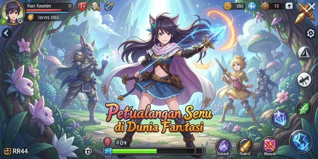 Screenshot gameplay RR44 menampilkan aksi seru dalam petualangan Anime.