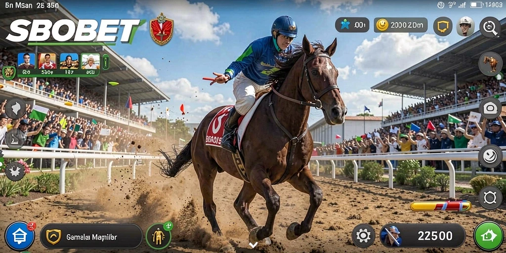 Tampilan gameplay SBOBET yang mendebarkan di trek balap.
