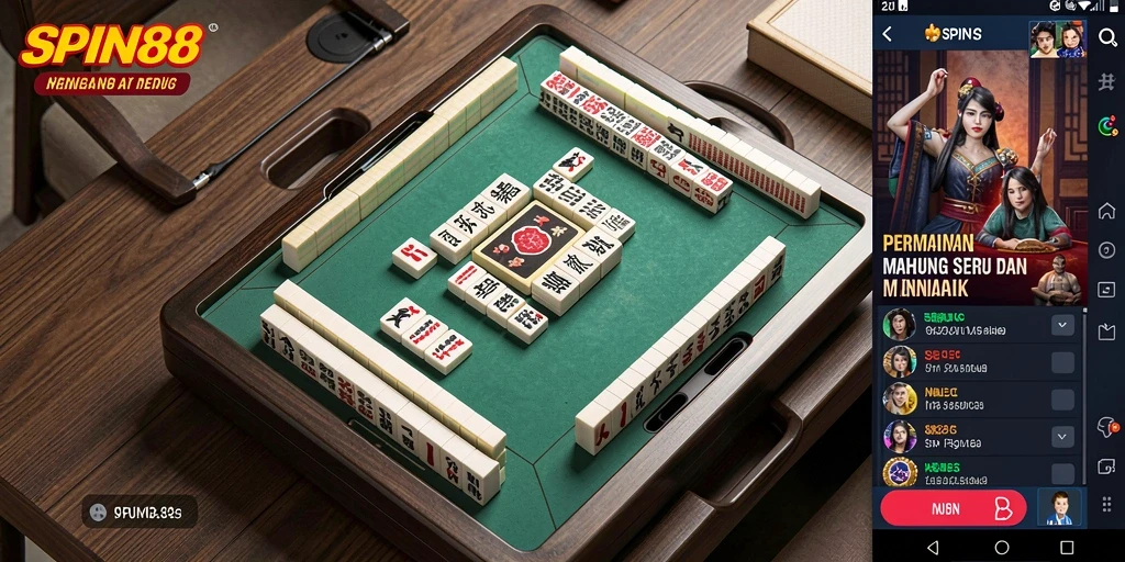 Tampilan gameplay Mahjong di SPIN88 yang menarik dan penuh warna.