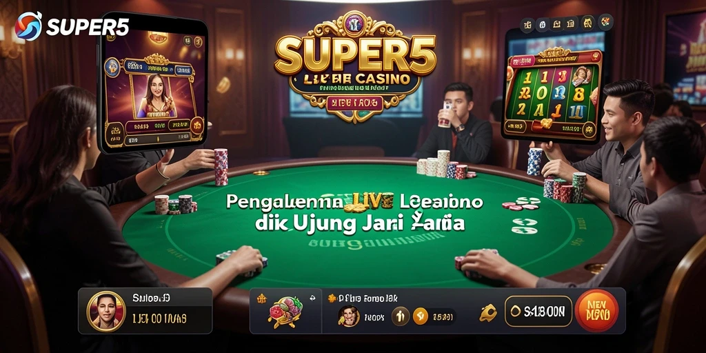 Tampilan menarik dari gameplay Live Casino SUPER5 dengan dealer langsung.