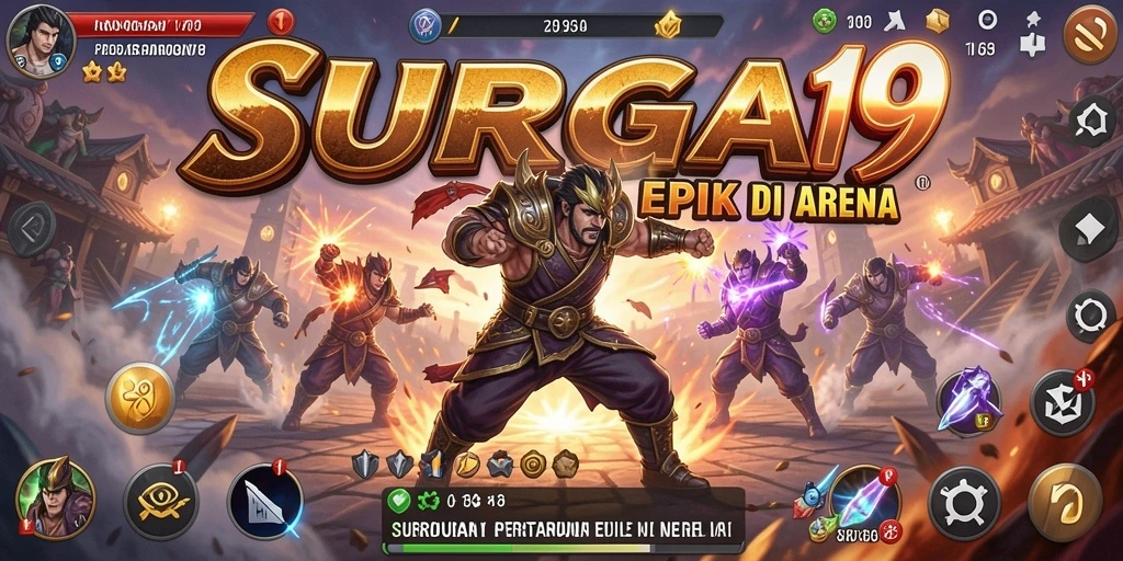Gameplay SURGA19 dengan pertarungan seru dan karakter menarik.