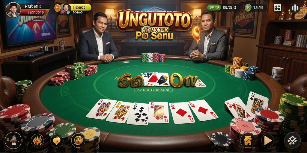Tampilan gameplay UNGUTOTO yang menegangkan saat bermain poker.