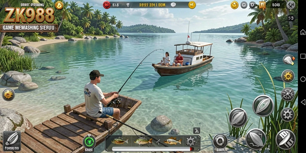 Tampilan gameplay ZK988 menampilkan aksi memancing yang mendebarkan.